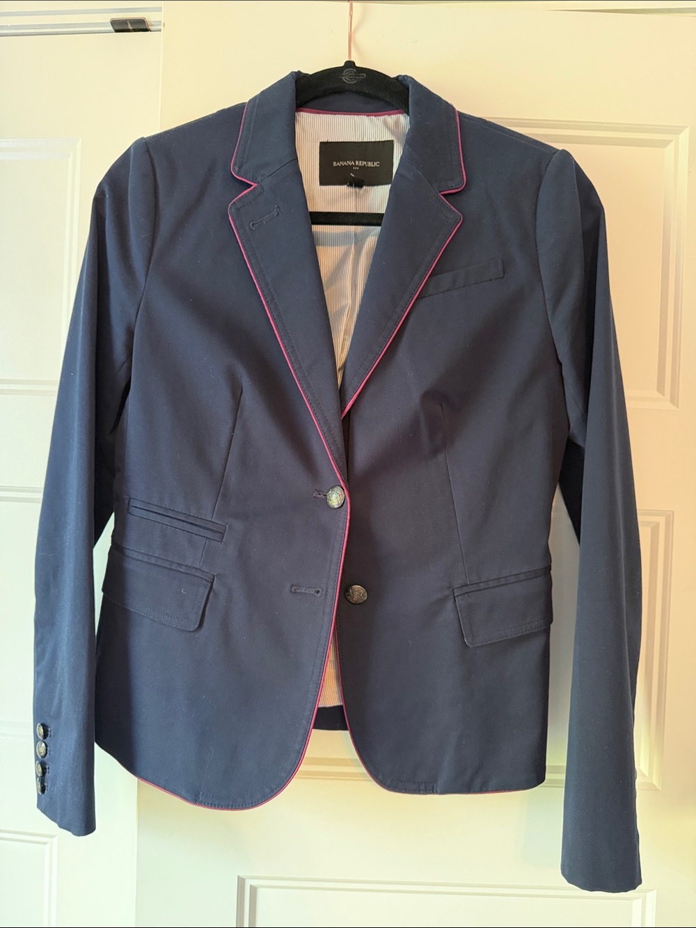Banana Republic Factory Navy Blazer with Pink Trim